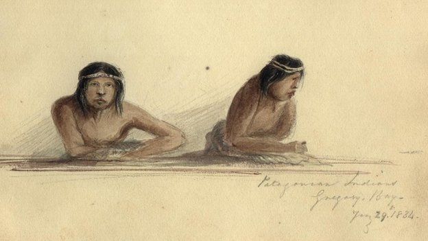 Patagonian Indians in Gregory Bay