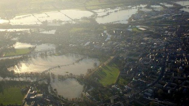 Aerial shot of flooded fields in Oxfordshire PHOTO: James Holley