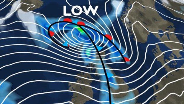 A low pressure will sit over Scotland on Thursday night