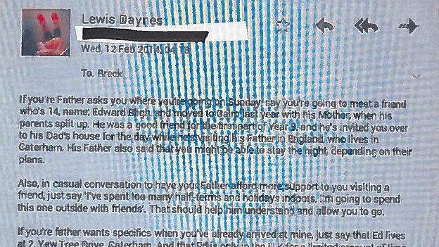 Email from Daynes to Breck Bednar