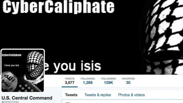The hacked Twitter page of US Central Command.