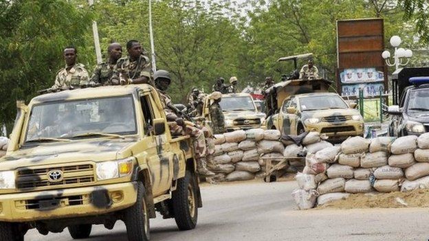 Nigerian military patrol in Maiduguri