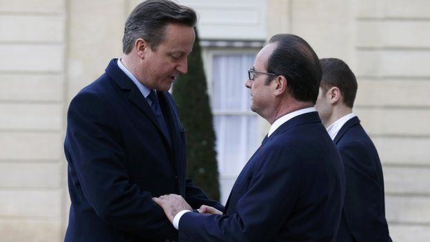 David Cameron with Francoise Hollande