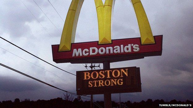 McDonald's sign reading: "Boston strong"