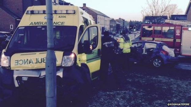 Ambulance Answering 999 Call In Collision In Balsall Health Bbc News 