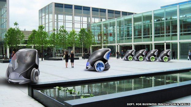 Artist's impression of driverless cars in Milton Keynes