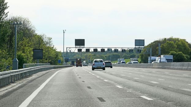 M25 with speed camera to left of picture