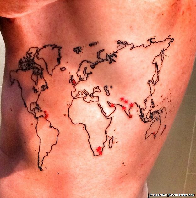 Kevin Pietersen reveals huge world map tattoo  ITV News