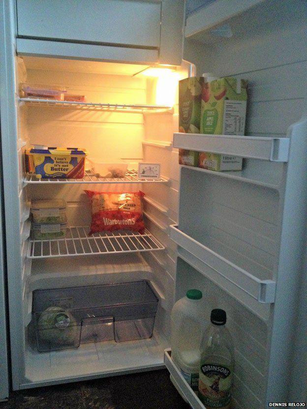 A half-empty fridge