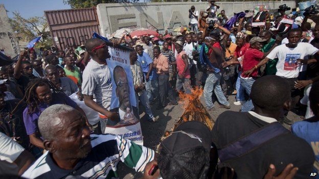 Demonstrators in Haiti