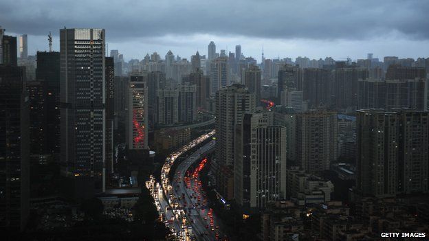 Clouds cover the city's skyline in the Chinese city of Guangzhou