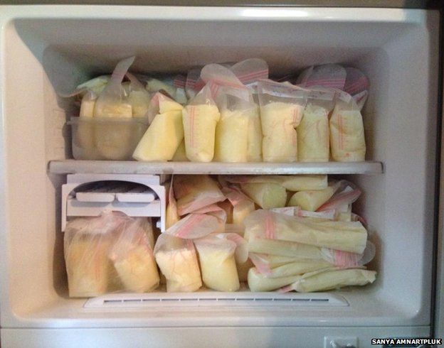 Freezer filled with breast milk