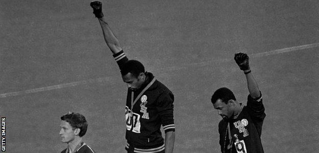 Mexico Olympics black power salute by Tommie Smith and John Carlos