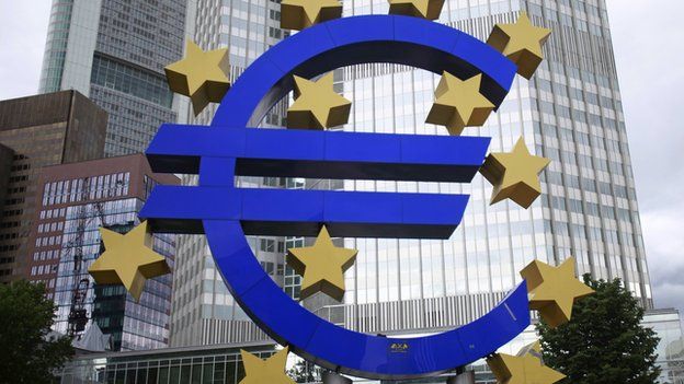 The euro sign outside of the European Central Bank in Frankfurt