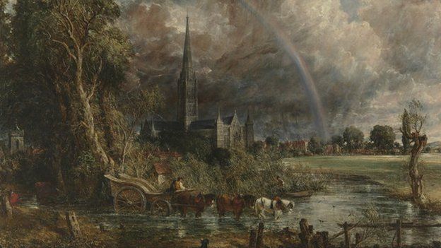 John Constable's "Salisbury Cathedral from the Meadows"