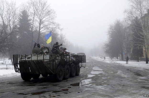 A Ukrainian armoured vehicle in Donetsk region, 20 January