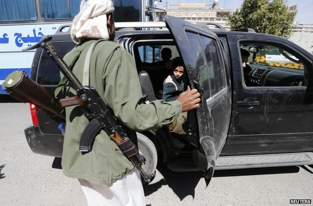 A Shia Houthi rebel in Sanaa, 20 January