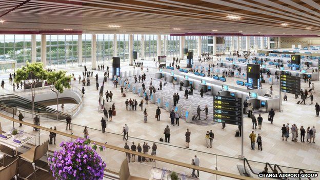 Artist's impression of modern airport