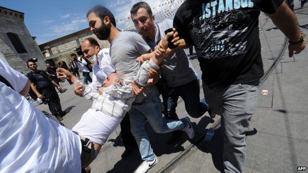 Turkish plainclothes police at Taksim Square on 1 June 2013