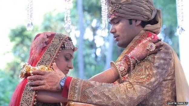 The bride and groom - Vega Gupta and Aaskash Jahajgarhia