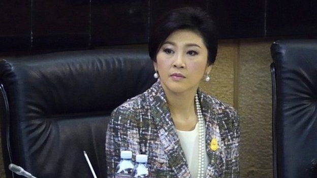 Ousted Thai prime minister Yingluck Shinawatra looks on as she faces impeachment proceedings by the military-stacked National Legislative Assembly (NLA) at the parliament in Bangkok on 22 January 2015