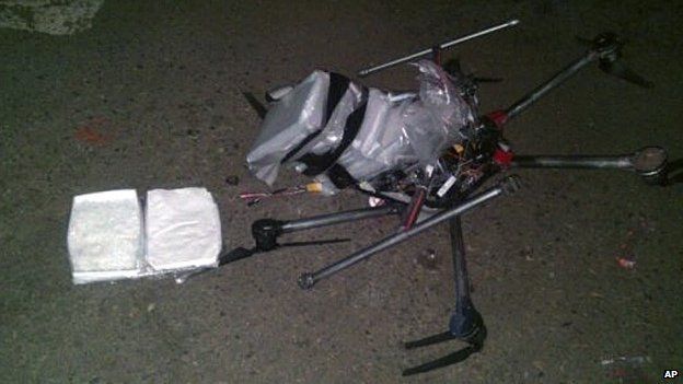 Crashed drone carrying drugs in Mexico, 21 January 2015