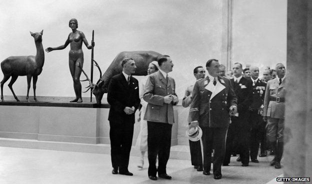 Adolf Hitler visits the House of German Art in Munich, 1937