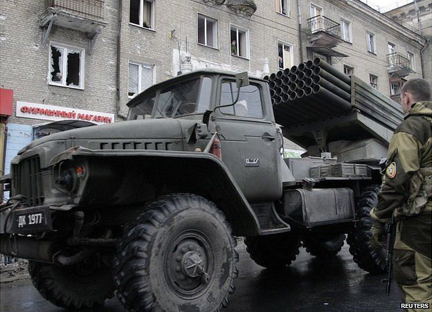 Grad rocket launcher, Donetsk 22 Jan 15