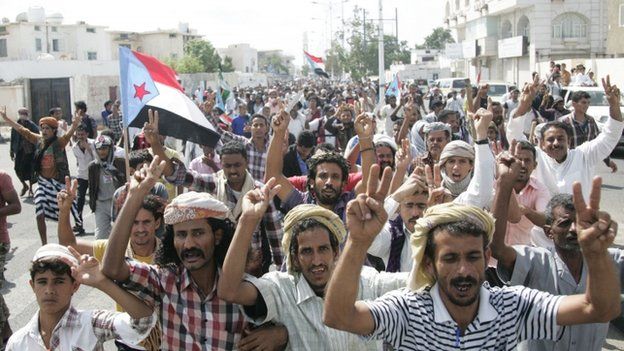Protests against the Houthis in the southern city of Aden