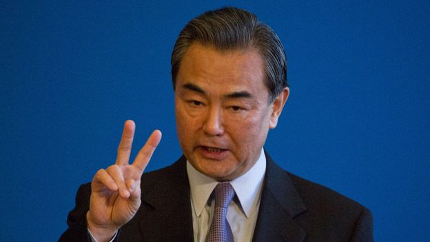 Chinese Foreign Minister Wang Yi gestures during the First Ministerial Meeting of the Forum of China and the Community of Latin American and Carribean States on 9 January, 2015 in Beijing, China.