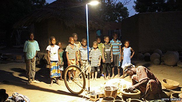 Solar-powered street light in Mali
