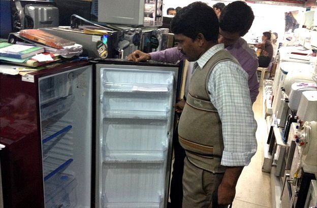 Santosh choosing a fridge