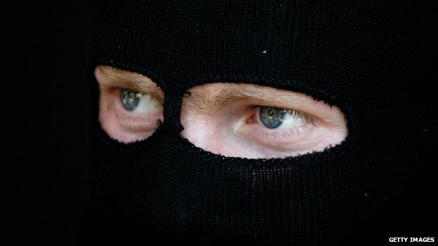 Russian soldier in balaclava, pictured 2007