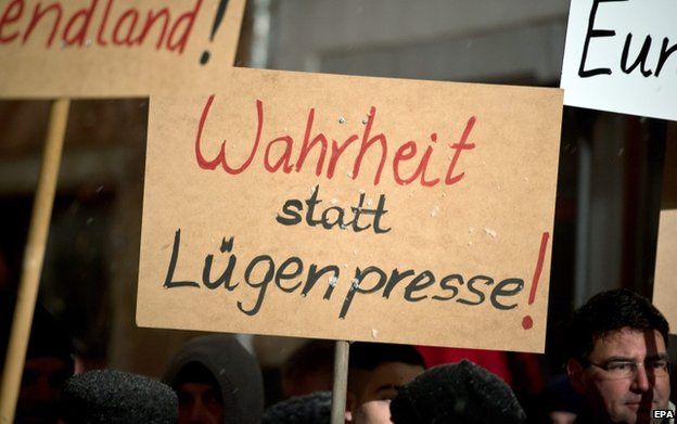 Placard at Pegida protest in Villingen-Schwenningen (26 Jan)