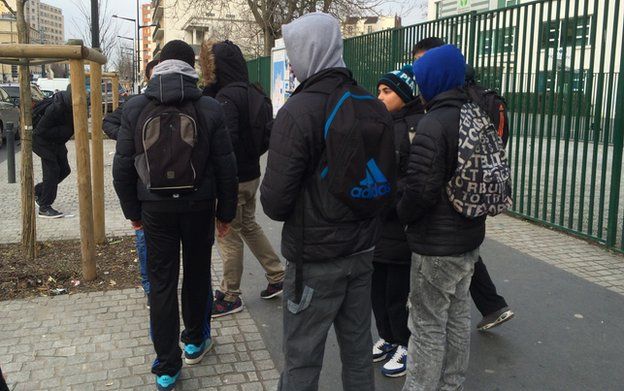 Children outside a school in Saint-Denis