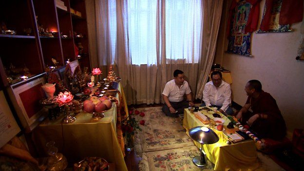 Monk with Xiao in home