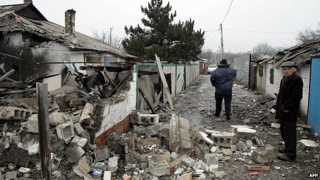 House shelled in the city of Donetsk. 28 Jan 2015