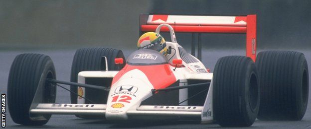 Ayrton Senna races for McLaren at the 1988 British GP