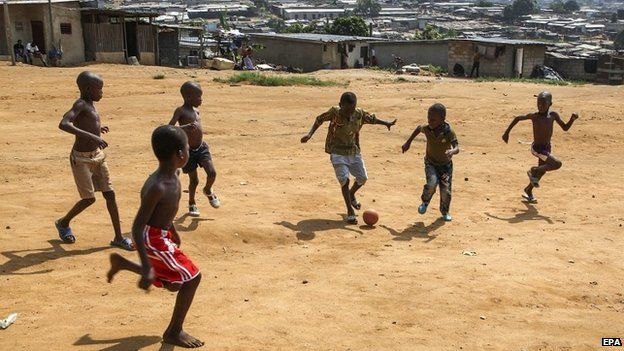 Children playing football in Abidjan