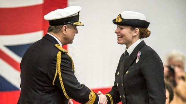 Lieutenant Danielle Welch receives her Wings from The Duke of York