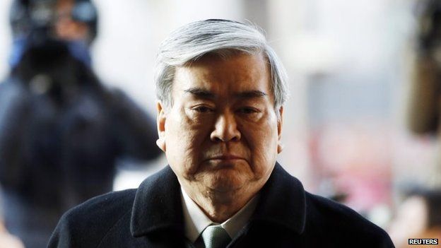 Korean Air Chairman Cho Yang-ho arrives to testify at the court hearing of his daughter Cho Hyun-ah at the Seoul Western District court in Seoul on Friday