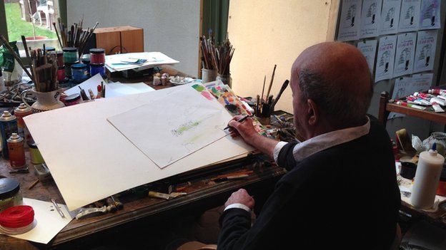 John Burningham in his studio