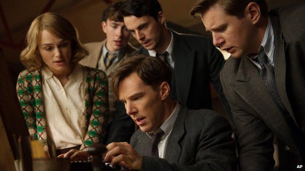 Benedict Cumberbatch (centre) with co-stars of The Imitation Game