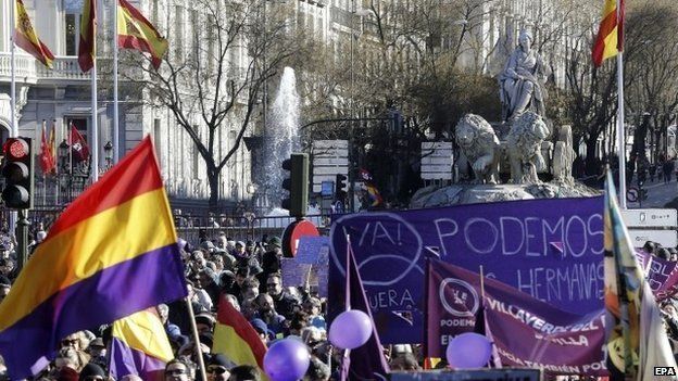 Podemos supporters attend the 'March for Change' in Madrid