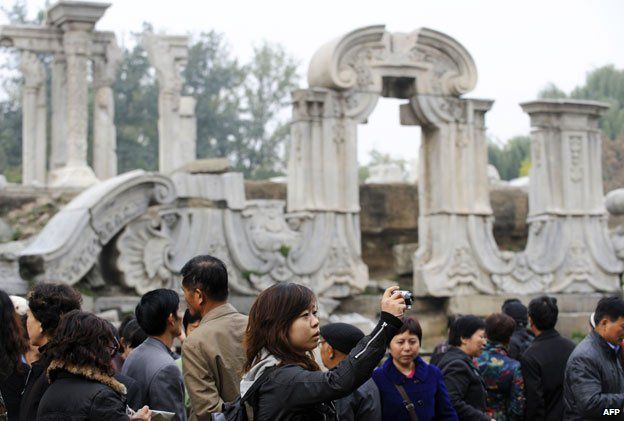 Tourists at the Old Summer Palace