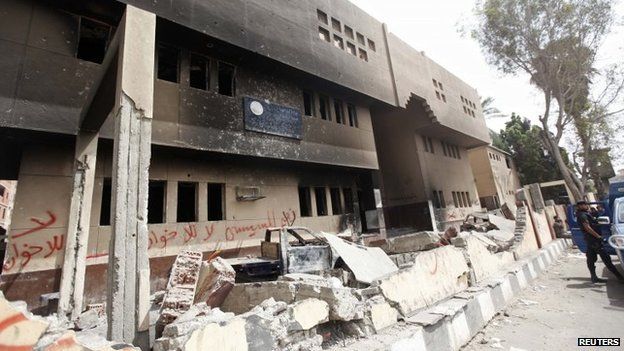 Supporters of former Egyptian president Mohamed Morsi burned a police station in Kerdasa,