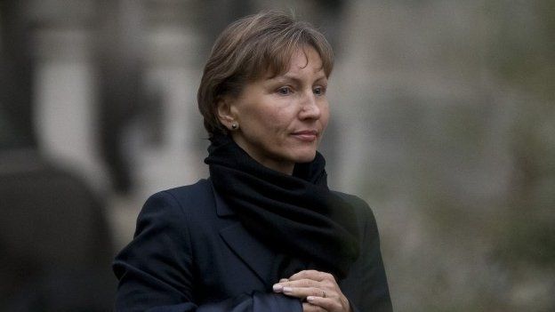 Marina Litvinenko leaves the Royal Courts of Justice after giving evidence