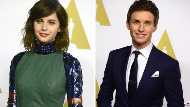Felicity Jones and Eddie Redmayne are the British co-stars of The Theory of Everything.