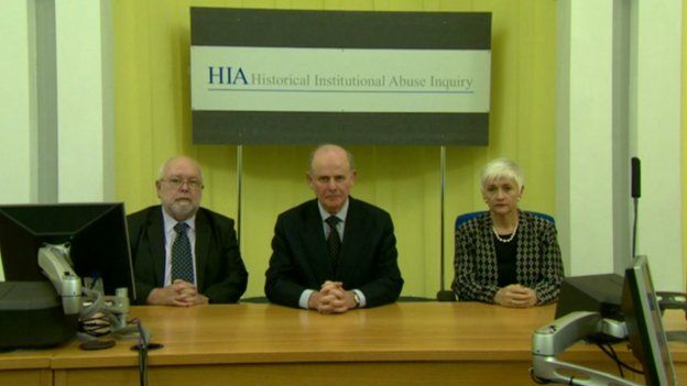 The HIA inquiry, chaired by Sir Anthony Hart (centre) is being held in Banbridge courthouse, County Down