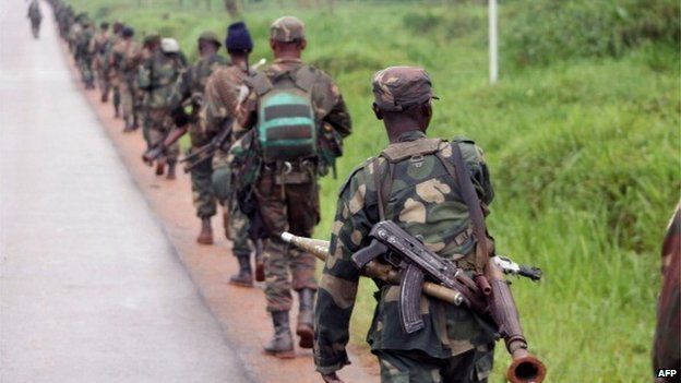 DR Congo soldiers marching in the east on 31 December 2013